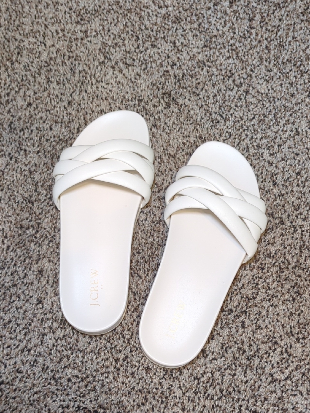 J. Crew Factory White Braided Slide Sandals